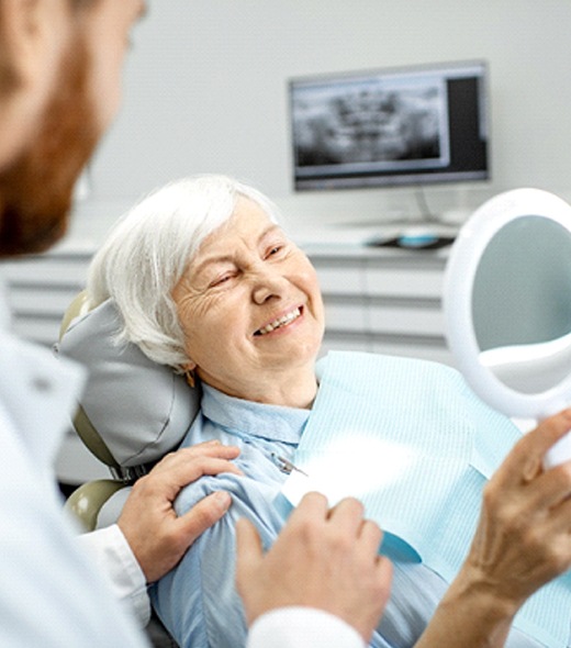 Woman at consultation for dentures
