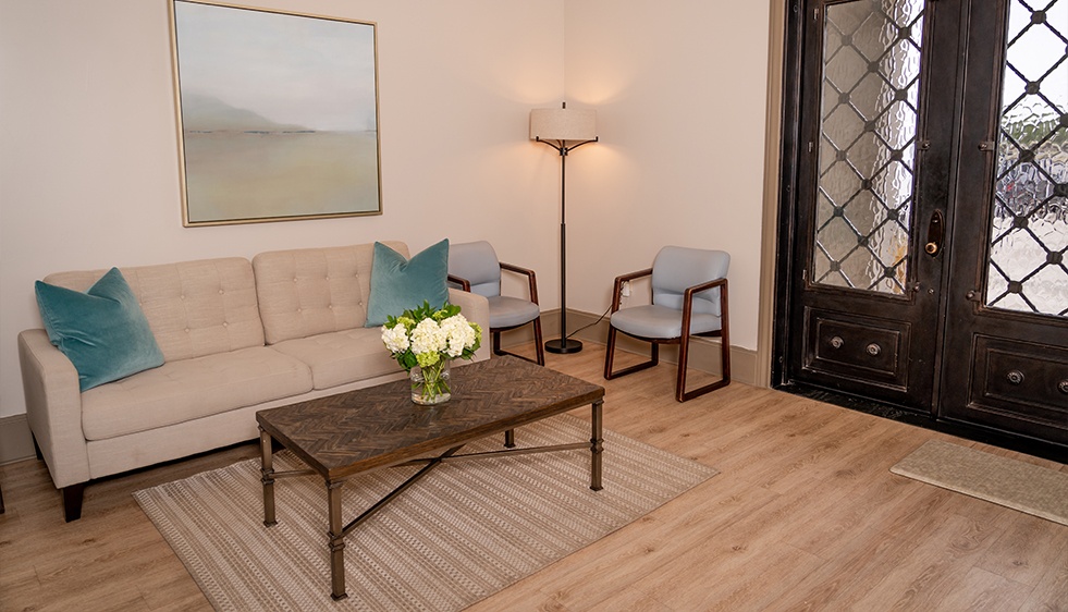 Dental office seating in waiting room