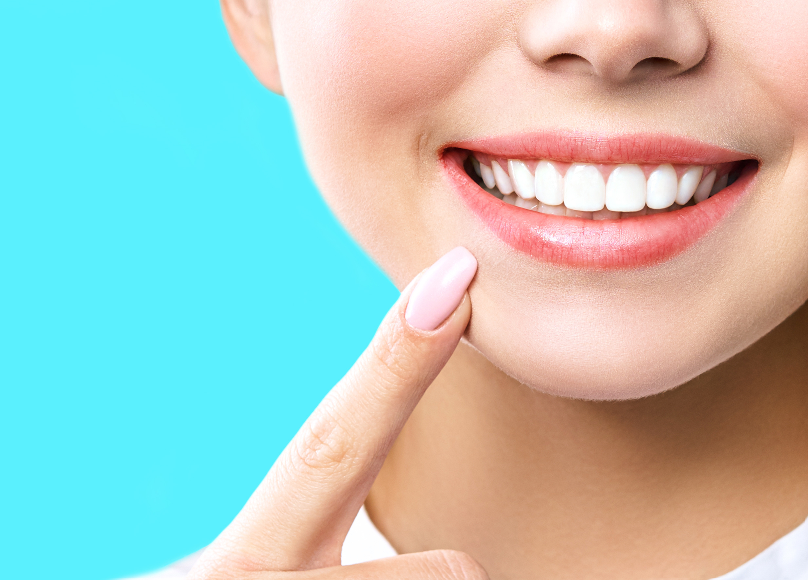 Close up of a woman's white smile